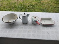 Ceramic Bowl,pan & coffee pot