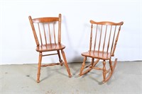 Antique Windsor Rocking Chair & Chair