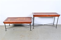 Vintage Pine & Metal Tables