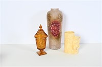 Vintage Depression Glass & McCoy Vase