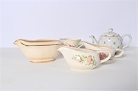 Vintage China Gravy Boats, Teapot & Cup