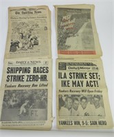 Baseball Headline Newspapers from the 1950's