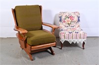 Vintage Glider & Slip Covered Chair
