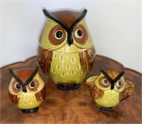 Owl Cookie Jar + Creamer & Sugar - Vintage!