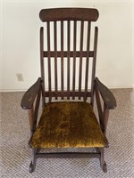 Antique Rocking Chair w/ Detailed Wood Inlay