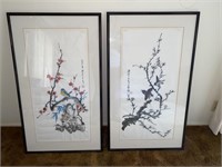 Pr. of Framed Oriental Bird Paintings