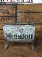 Original Mobiloil 8 Bottle Oil Rack & Sign