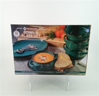 8 piece Teal Bowl and Plate Set