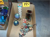 Candle Holders, Match Tin, Matches, and Candles