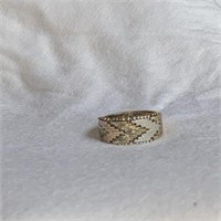 Sterling Silver Multi Tone Chevron Ring, Size 7.5