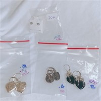 Four Pair Sterling Silver Pierced Earrings