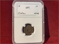 1891 INDIAN HEAD CENT / PENNY MS62
