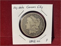 1892CC CARSON CITY SILVER MORGAN DOLLAR F NICE