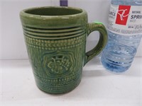 Green crockery mug, 3 1/2 dia x 5