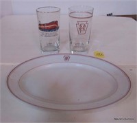 PRR Platter/Tumbler, GGI Water Glass, Carom Board