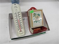 Match holder & thermometer