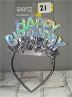 Silver happy birthday headband