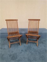 2 wooden patio chairs