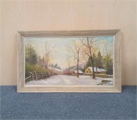 Framed winter painting