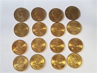 16 Liberty and Presidential dollar coins