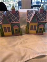 2 Decorative Pastel Lighted Houses