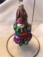 Christopher Radko Harlequin Rabbit Glass Ornament
