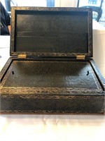 Antique Writing Box with Tooled Leather