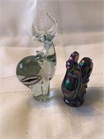 Fenton Rooster and Nqwenta Glass Animal