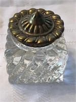 Antique Ink Well with Brass Top