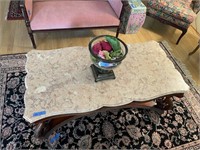 L - 2pc Marble Coffee Table & Crystal Centerpiece