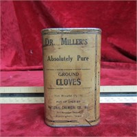 (1)Vintage metal advertising spice tins. DR MILLER