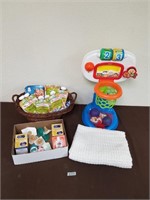 Baby food, toys, blanket, and more