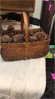 Primitive Basket with Pine Cones