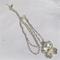 3 Sterling Silver Chains/One Dogwood Charm