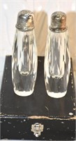 EXPENSIVE VINTAGE CRYSTAL S&P SHAKERS !-LW-R