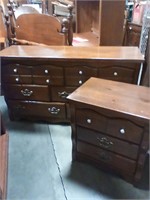 Bedroom suite dresser night stand and full bed