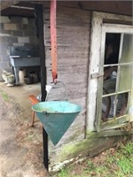 Vintage Fire Water Bucket & Single Tree