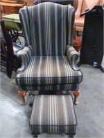Hi Back accent chair with ottoman