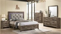 Rustic LED Lighted 4pc Cal King Bedroomset