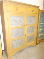 Oak Pie Safe w/Metal Front, 4 Shelves, 2 Drawers,