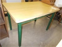 Wooden Kitchen Table w/Green Legs,