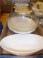 (2) Casserole Dishes, Glass Pie Plates, Deep
