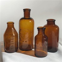 Vintage Amber Bottle Lot
