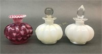 3 Fenton Glass Perfumes Including Cranberry Opales