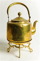 CHINESE BRASS KETTLE ON STAND