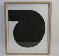 FRAMED BLACK AND WHITE ABSTRACT PAINTING
