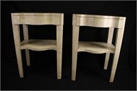 PAIR OF VELLUM COVERED END TABLES