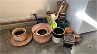 Lot of Outdoor Pots, Watering Can, Etc.