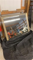 Large Framed Wall Mirror & Wood Painting