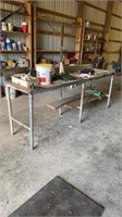Metal frame work table and contents